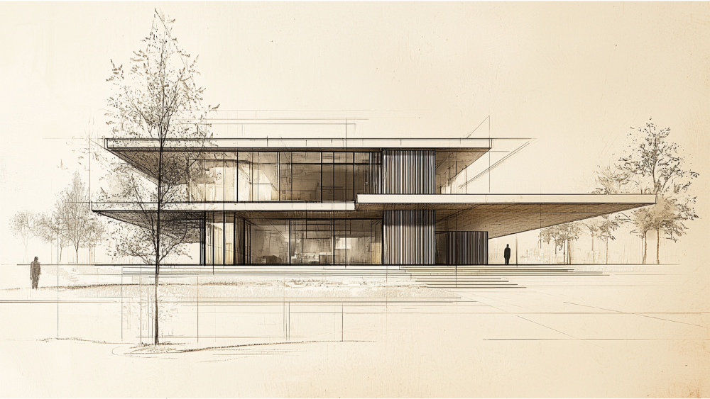 an elevation drawing of a modern house