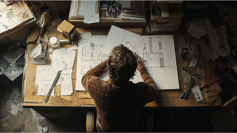 A man working on an architectural project