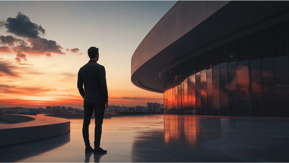 An architect looking at a building