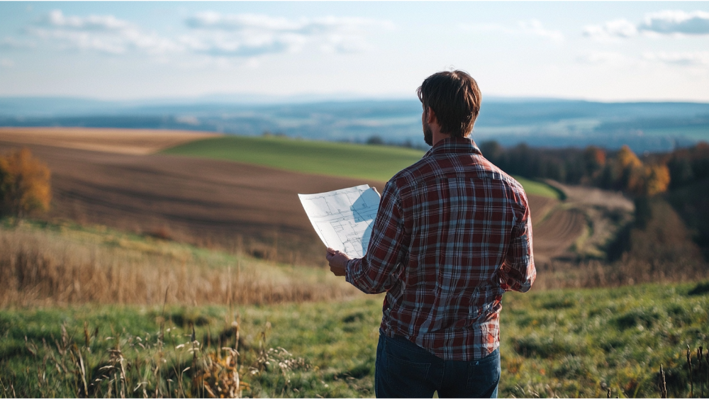 A man surveying land