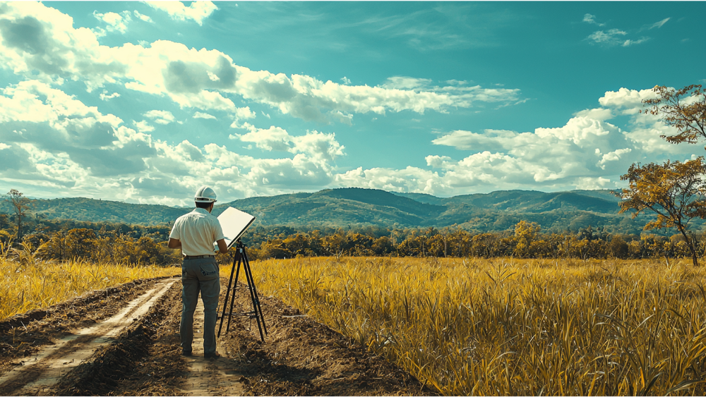 A man surveying land