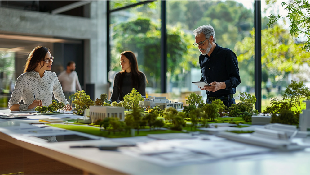 a team working on a landscape project