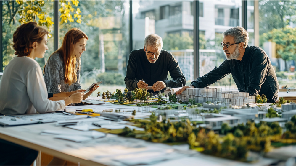 An architect team working on a landscape project
