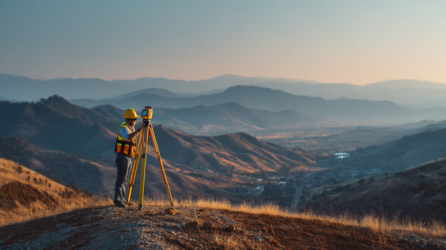 contentcreationteamkova land surveyor using GPS and tripod on a 6eba5b17 45af 4550 af5c 74931f01dc66