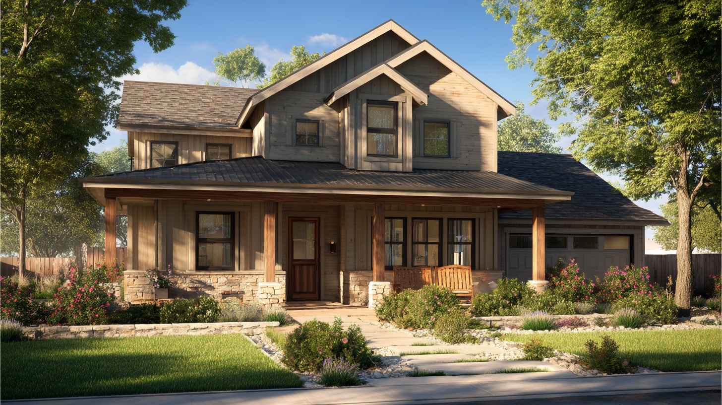 Kova Team cozy modern farmhouse with front porch and landscaped 769c1494 51ae 41bc a0aa 6e54e09ca129