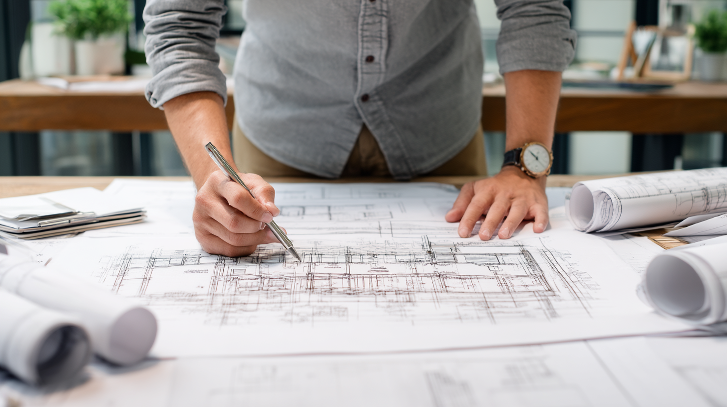 Kova Team engineer analyzing residential structural drawings on 006f230a d245 43fb bdf0 edf1e94c98a2