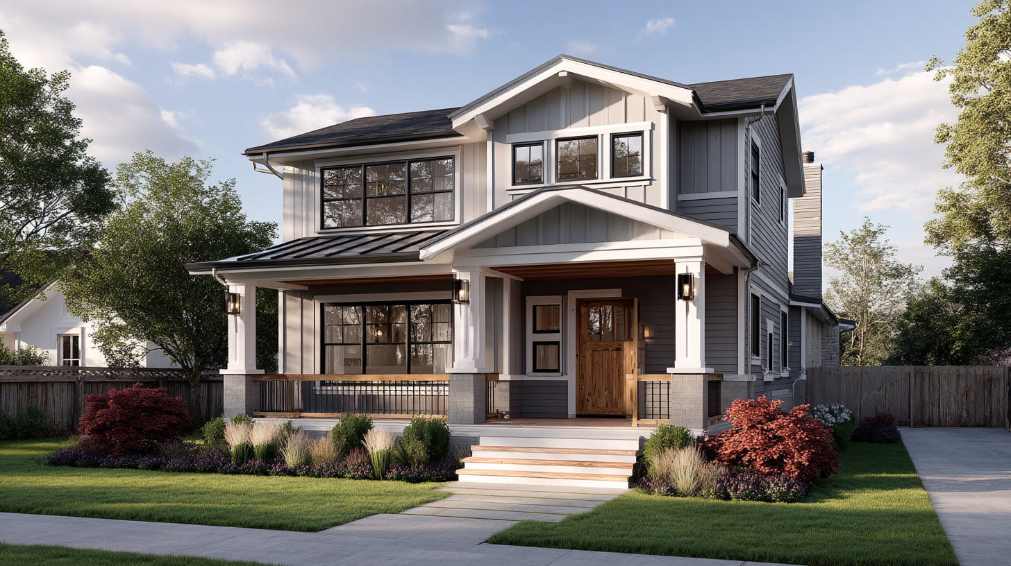 Kova Team cozy modern farmhouse with front porch and landscaped ee695cbe d7ed 4de5 8e2b 513e677d2209